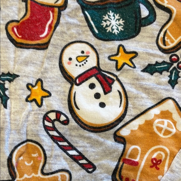 Festive Gingerbread and Snowman Kids Pajamas - Picture 2 of 4